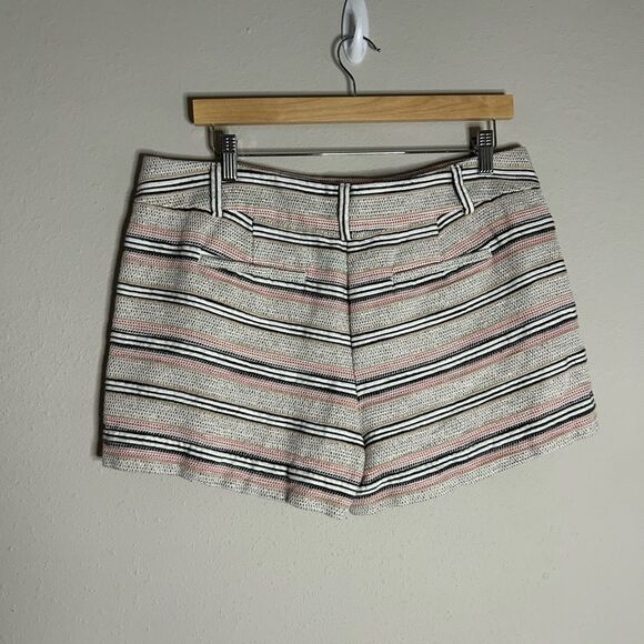 Loft Cotton Linen Blend Stripe Textured Shorts Size 10 - Picture 2 of 12